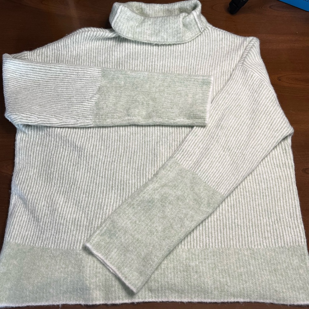 Calvin Klein Pin Striped‎ Knit Sweater in Sage